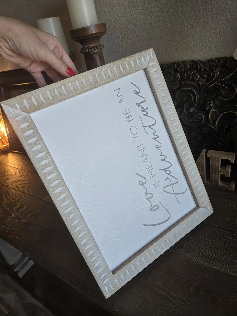 Neutral White & Tan 'Love is Meant to Be an Adventure' Framed Sign